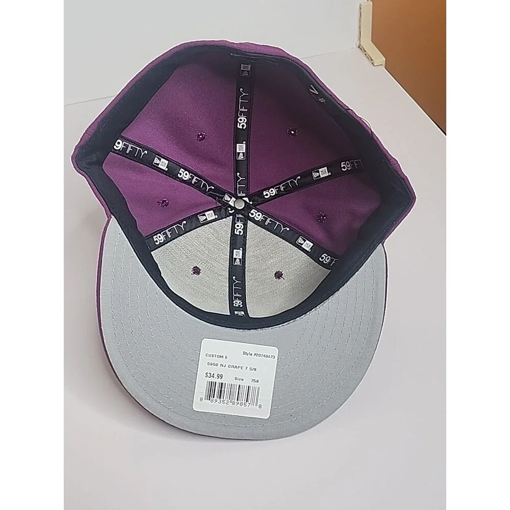 New Jersey New Era 59Fifty Purple Grape Hat Cap NJ Size 7 5/8 New